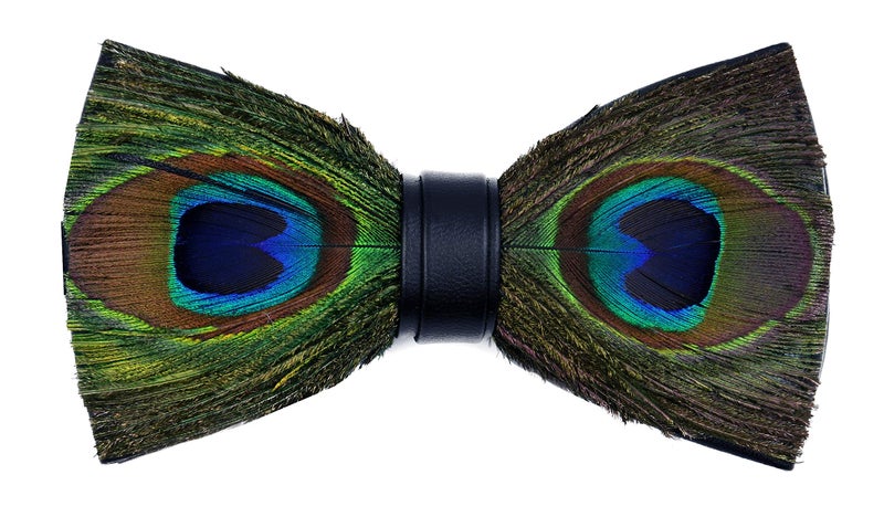 Elfeves Mens Peacock Unique Design Handmade Wedding Bowties Boys Perfect Cravat Necktie - Image 1